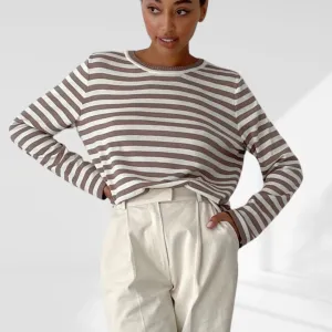 Striped Loose Crew Neck Pullover Sweater