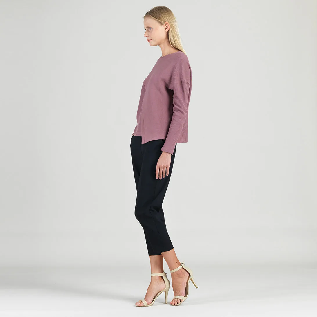 Structured Ribbed Knit - Modern Envelope Hem Sweater - Mauve - Final Sale!