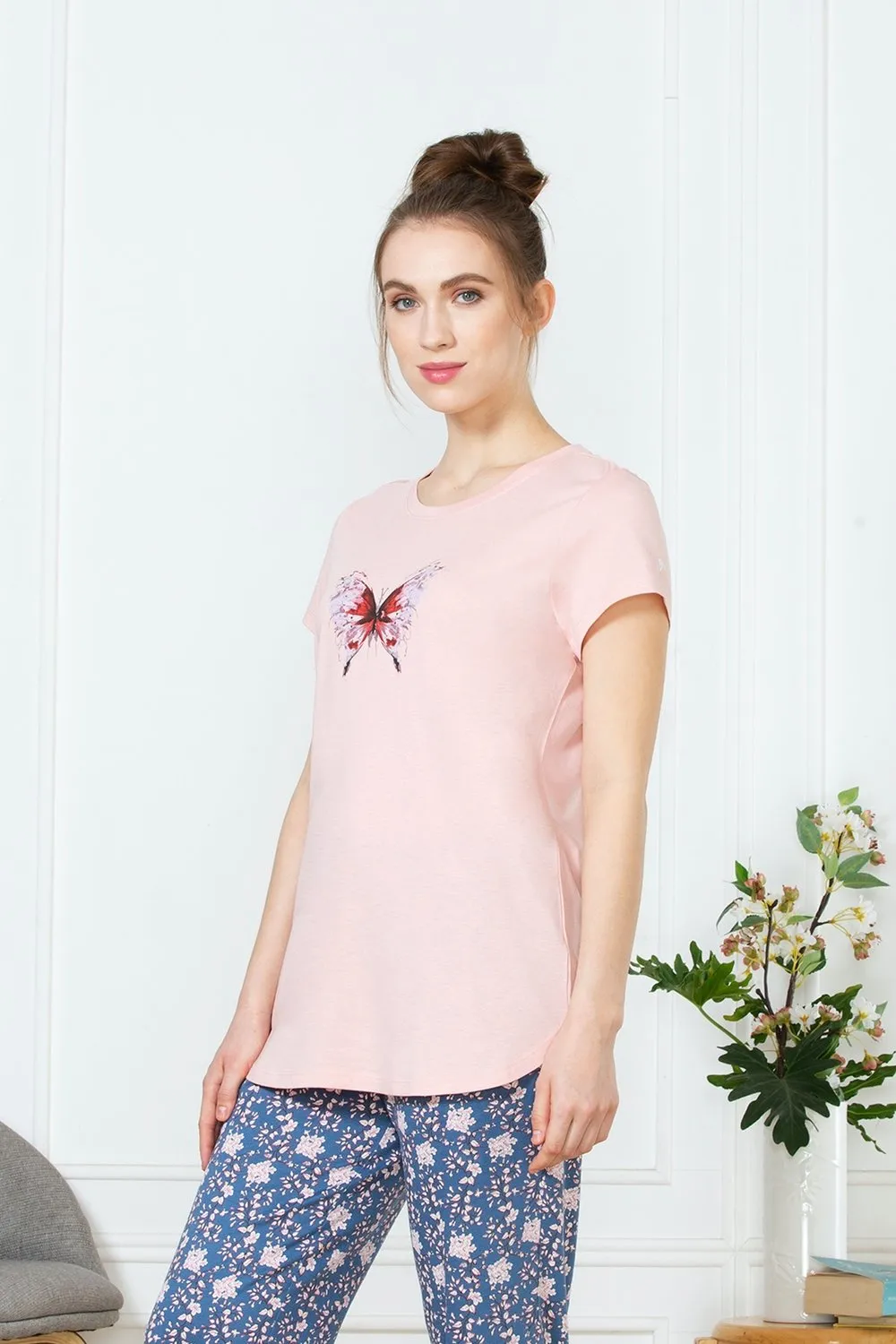 Stylish Printed Long Cotton Pink t-shirt tops for Girls