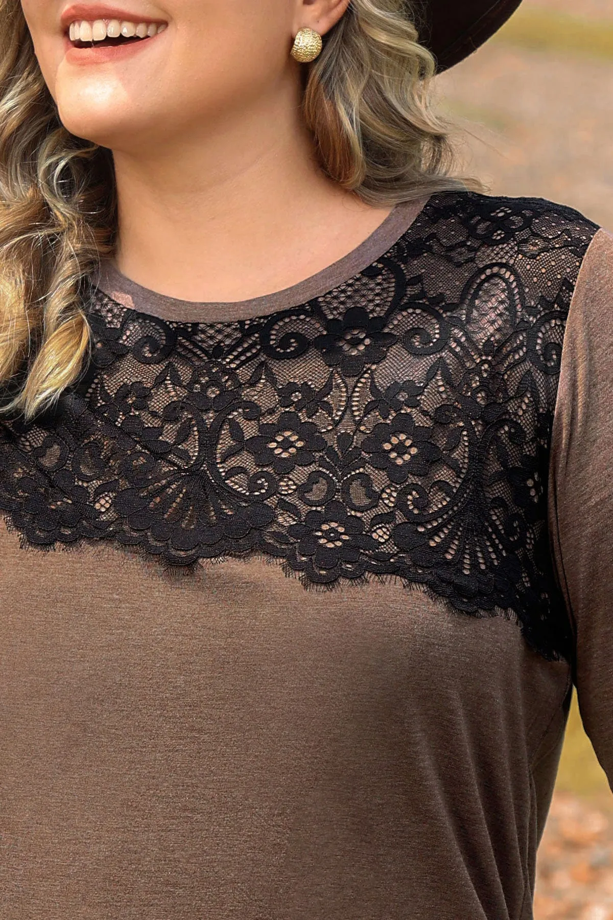 Stylish Shoulder Lace Long Sleeve Shirt