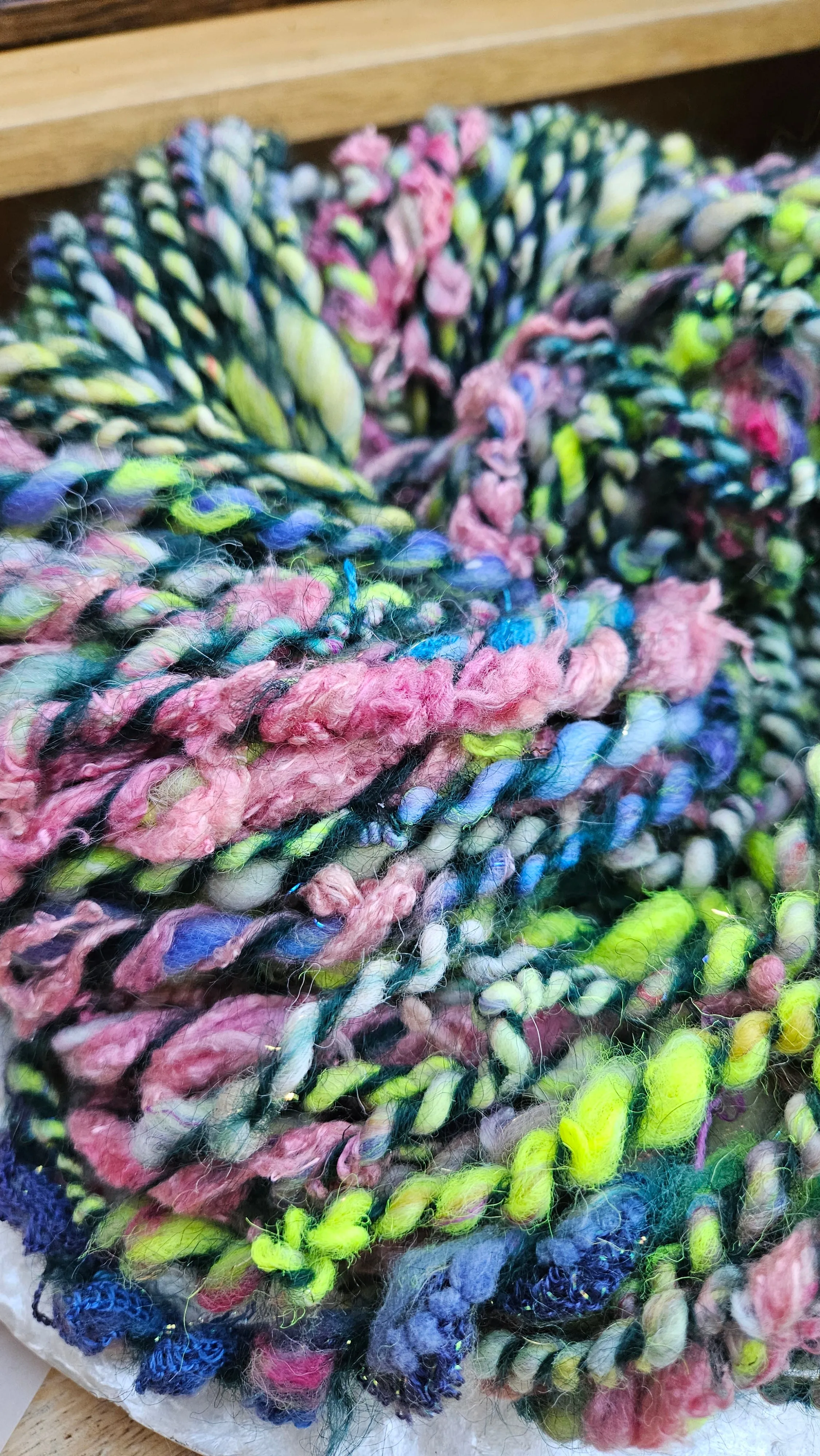 SUMMER CAMP - Handspun Bulky Wool Textured Art Yarn - 64 Yards 4.5 oz WAFA