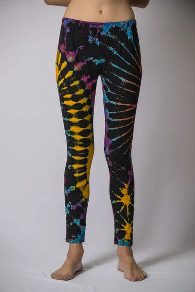 Super Soft Comfortable Womens Leggings Tie Dye Black Gold