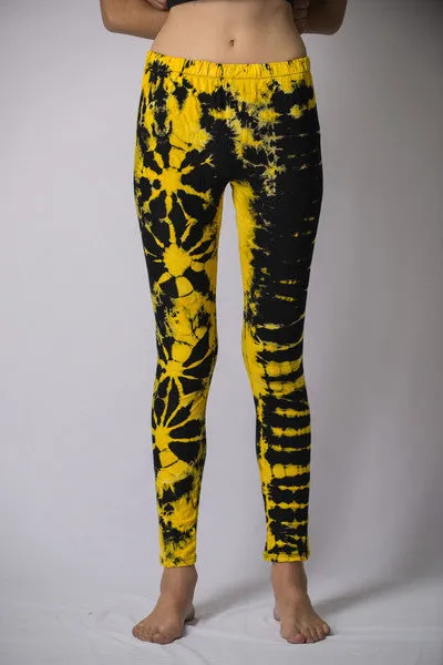 Super Soft Comfortable Womens Leggings Tie Dye Yellow Black