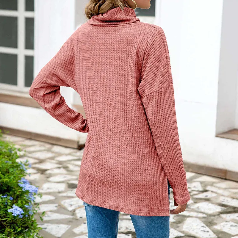 Turtleneck Loose Irregular Knitted Sweater