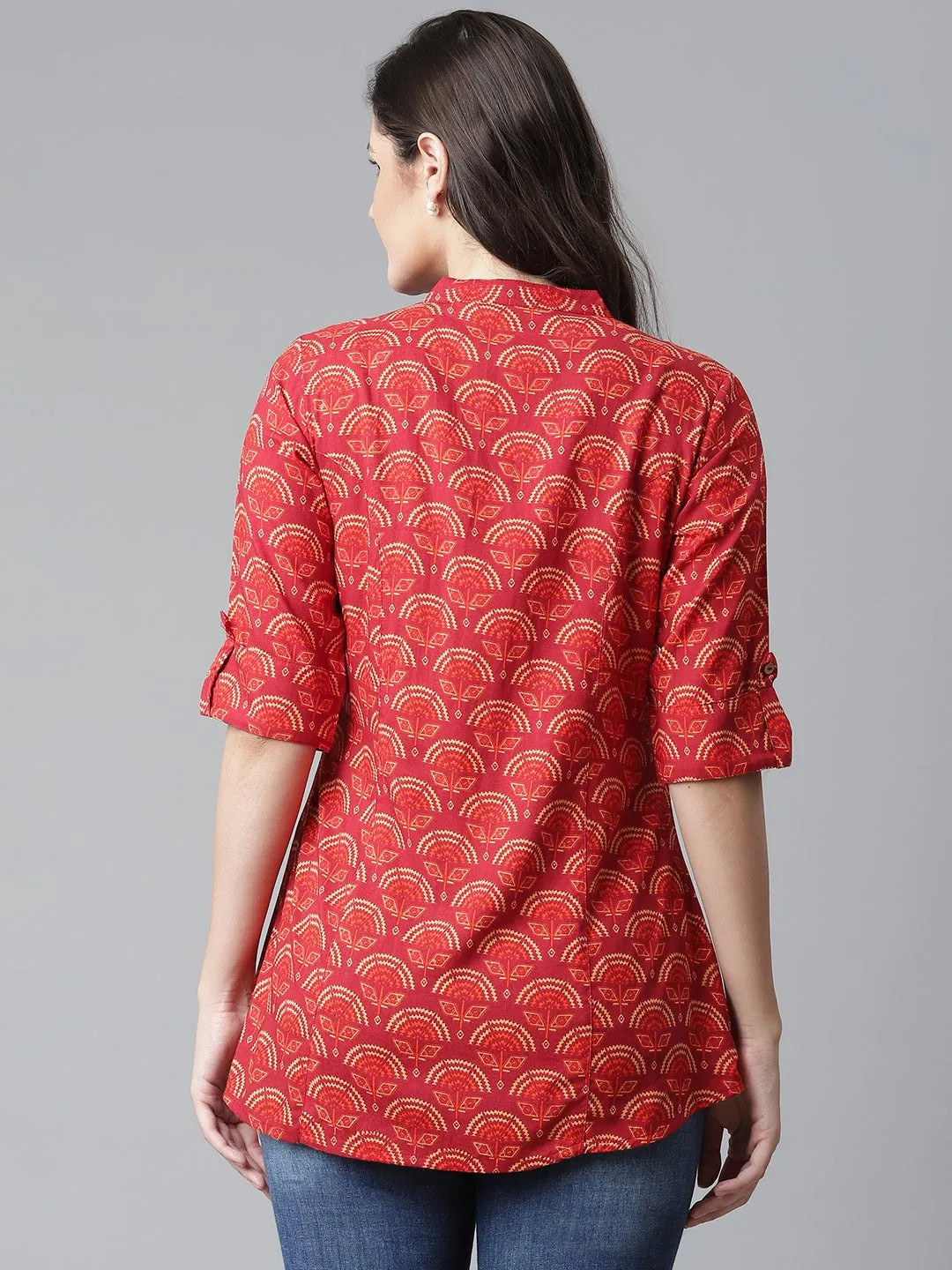 Women'S Rayon Maroon Printed Top